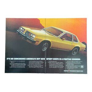 1977 Pontiac Sunbird 2 Door Coupe Vintage Print Ad 16x11 Poster 70s Wall Art